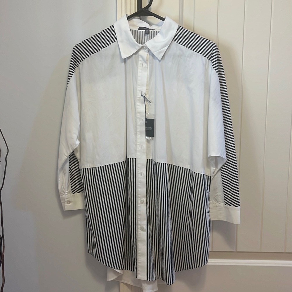 Women’s Black & White Striped Top - Medium
